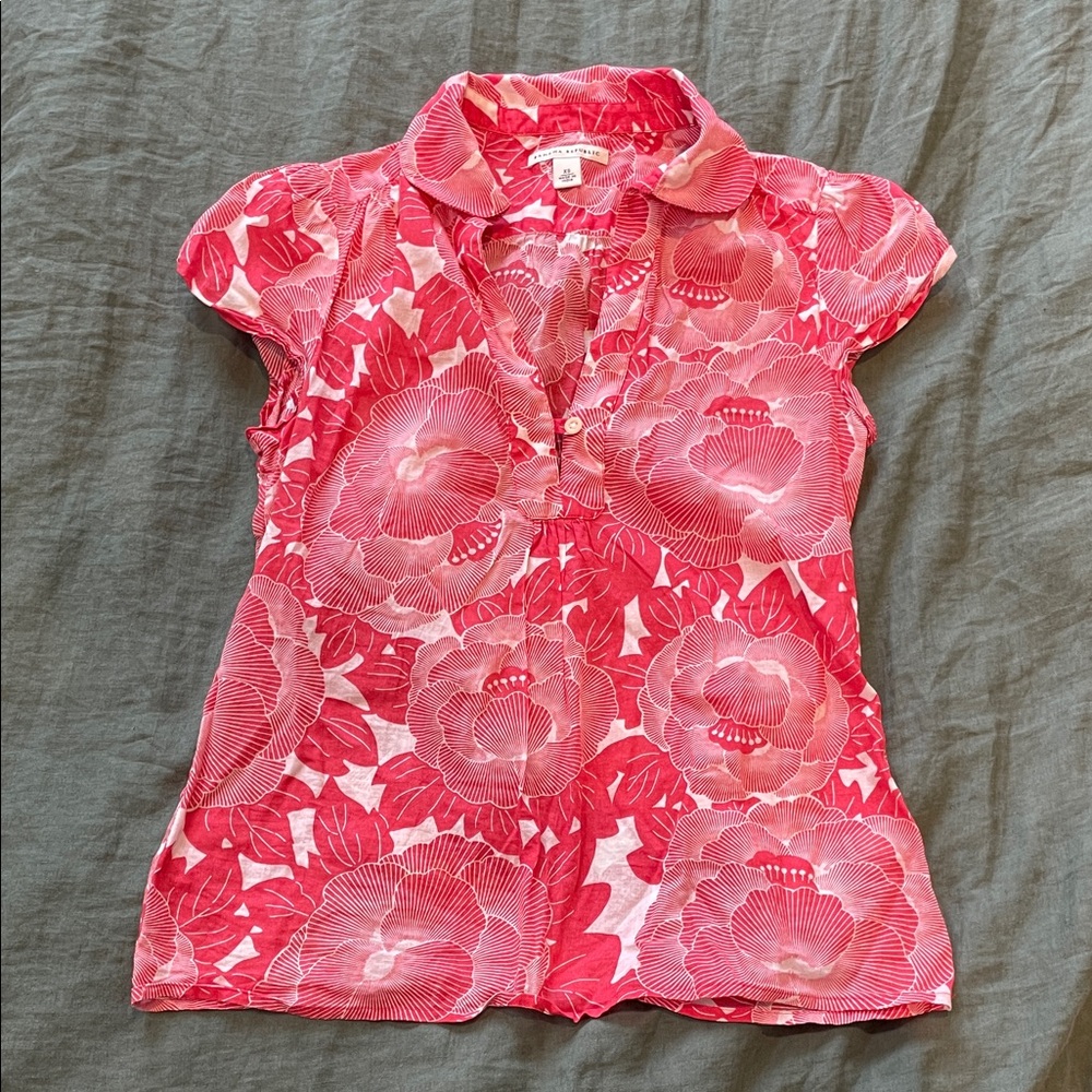 Banana Republic Pink Floral Short-Sleeve top